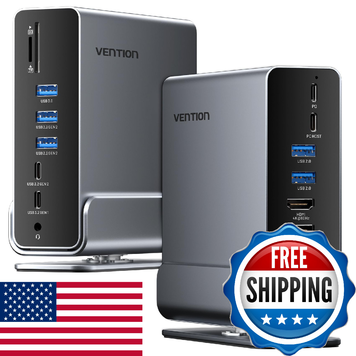 Vention 15-In-1 Laptop Docking Station Dual Monitor 360 Roatable Triple Monitor