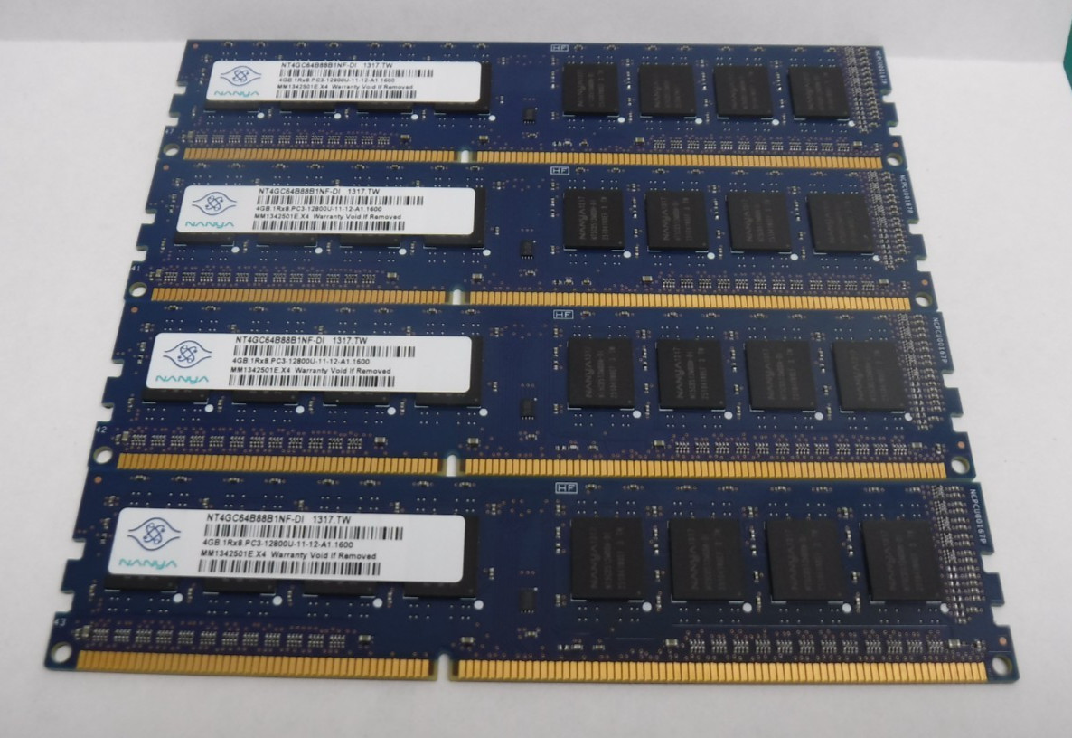 Nanya 16GB (4x4GB) NT4GC64B88B1NF-DI PC3-12800U DDR3 Memory RAM