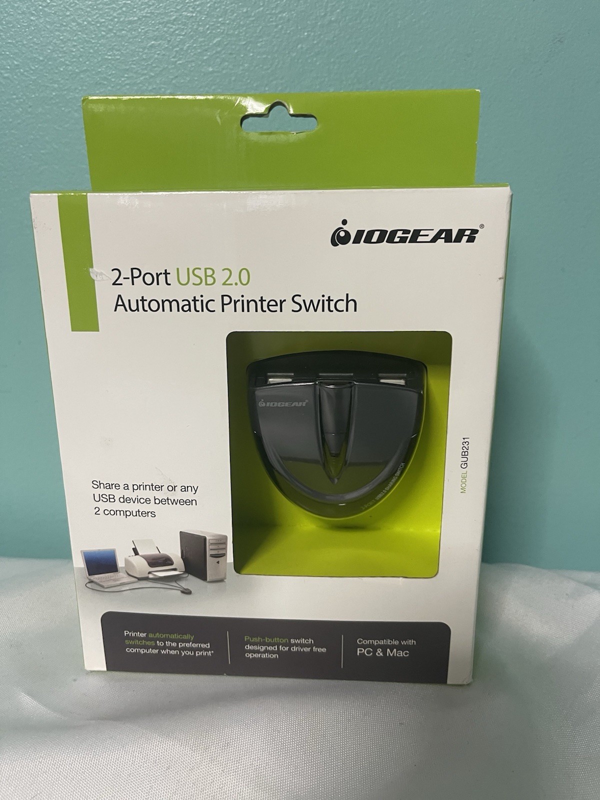 IOGear (GUB231) 2-Ports External USB 2.0 Automatic Printer Switch New