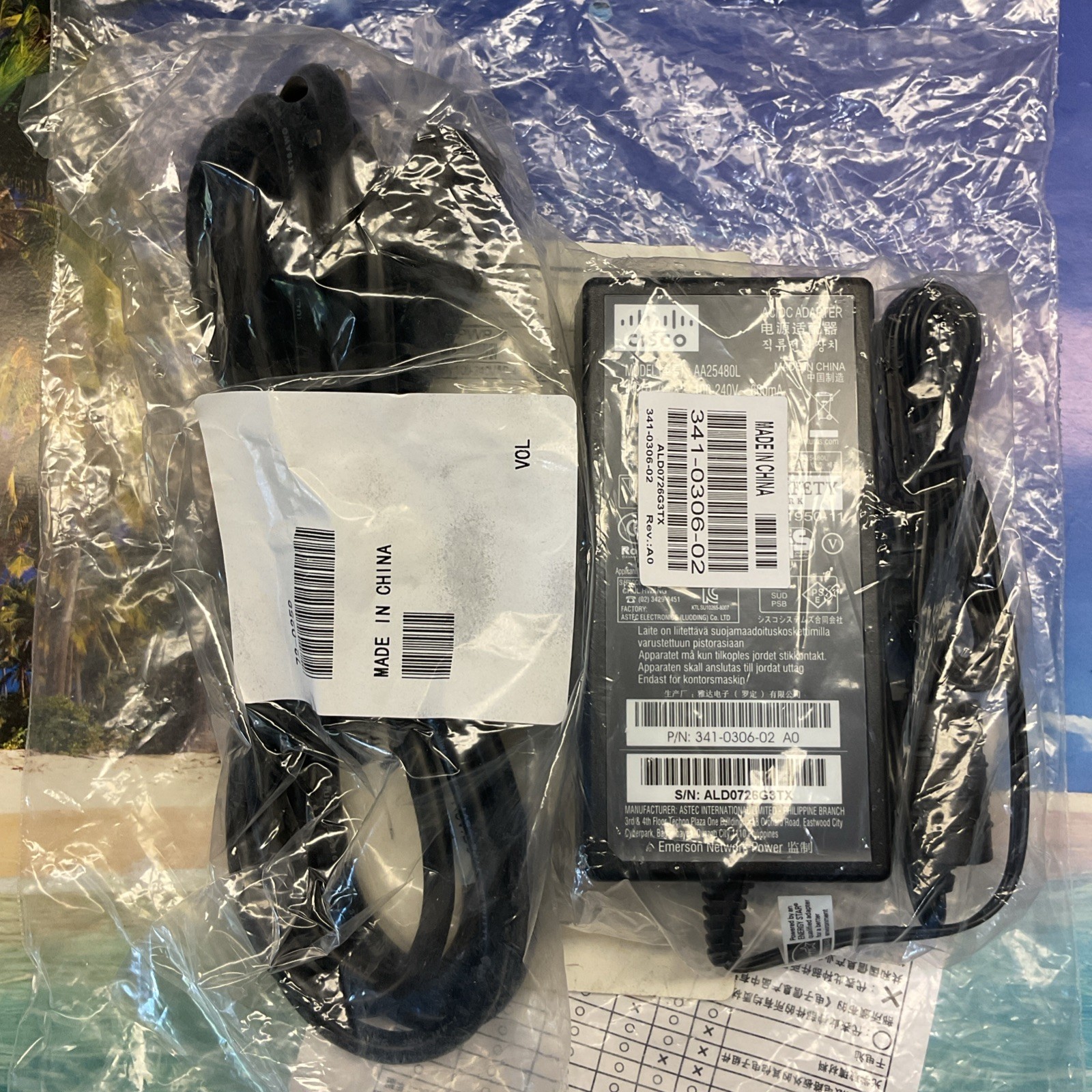 LOT OF 5 CISCO AC/DC Adapter AA25480L 48v 380mA AP1130,1140,1240,1260,1300,3500