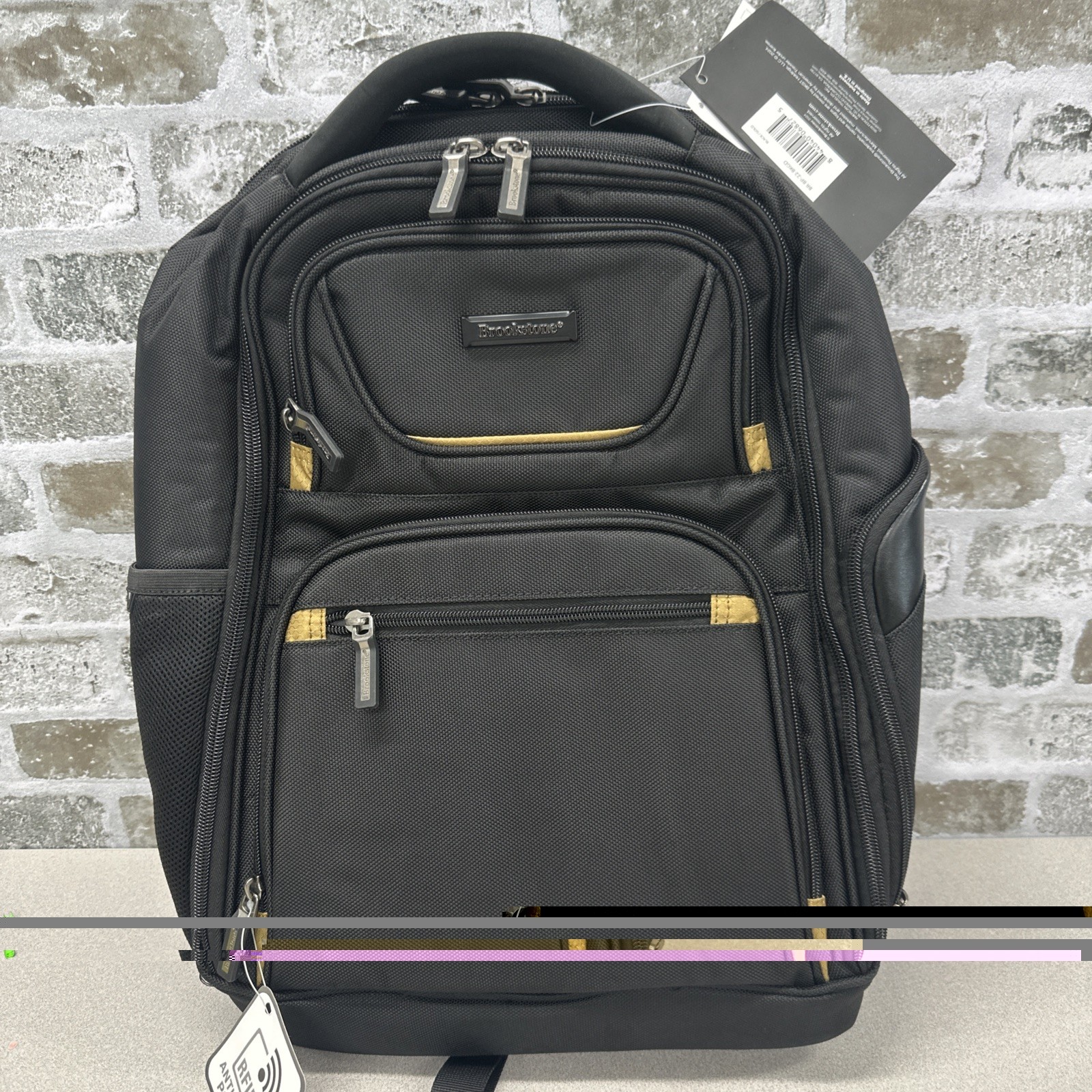 Brookstone Hayes Collection Luggage Laptop Backpack, Black/Gold,