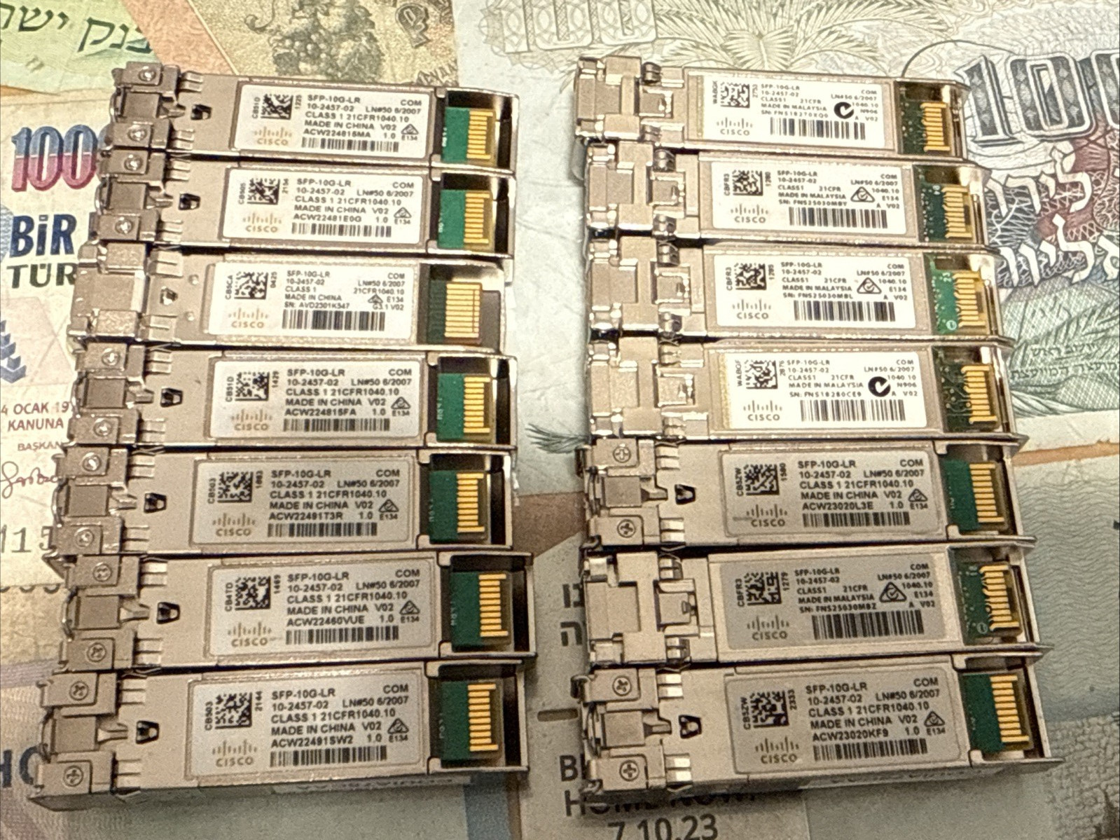 LOT OF 14x Cisco SFP-10G-LR 10GBASE-LR SFP+ Transceiver Module - GENUINE