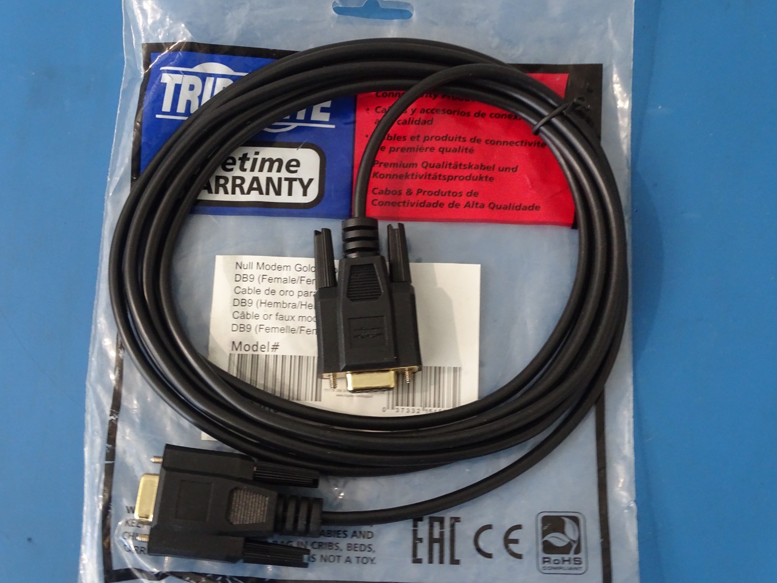 Tripp Lite P450-010 Null Modem Cable DB9 Female/Female Gold Plated 10ft 3m