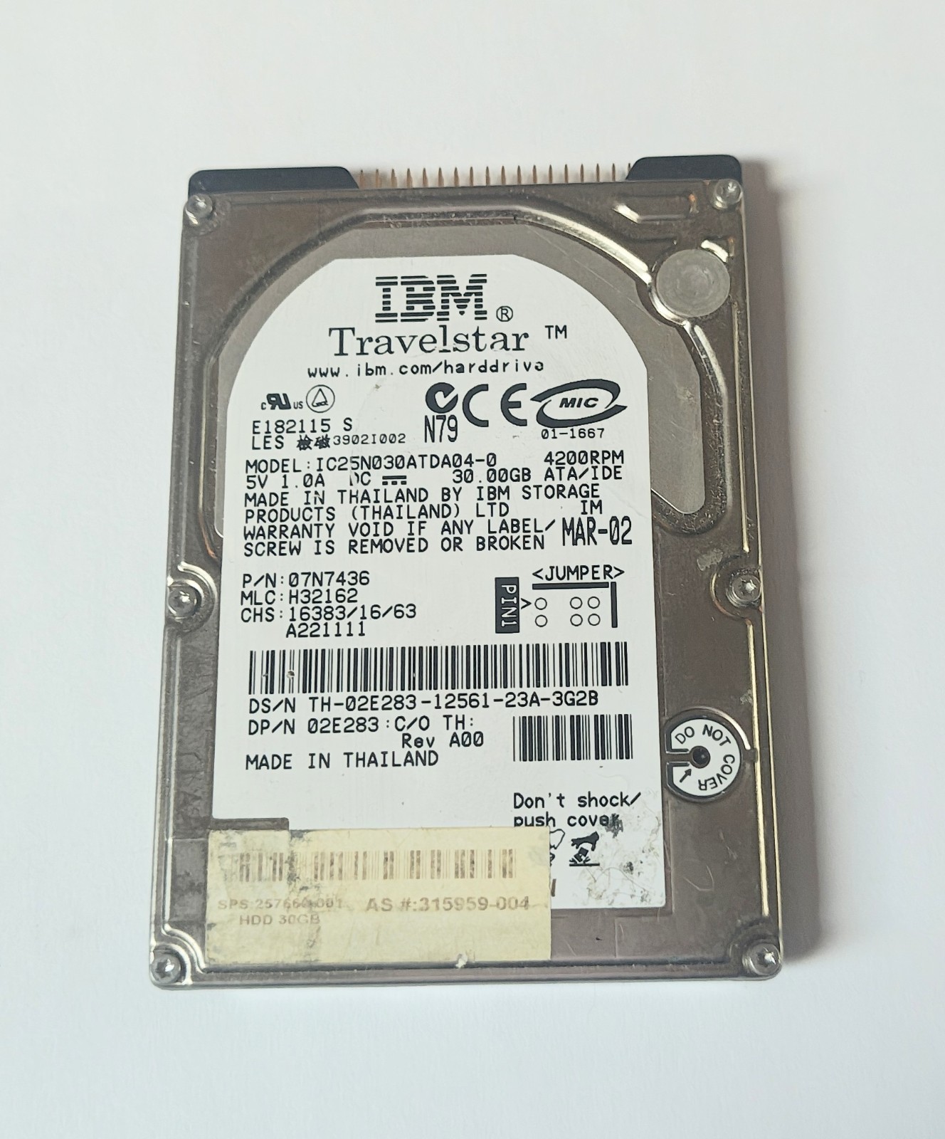 IBM IC25N040ATCS05-0 07N9482 Travelstar 40GB ATA/IDE 2.5" Hard Drive