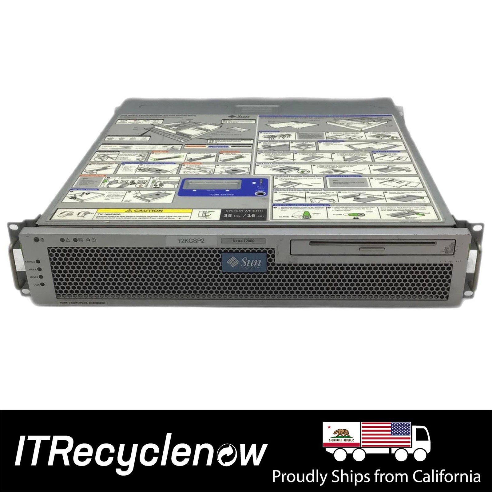Sun Netra T2000 2Bay 2U Server UltraSPARC T1 1.2GHz SFF SATA 2.5" 2x 500W