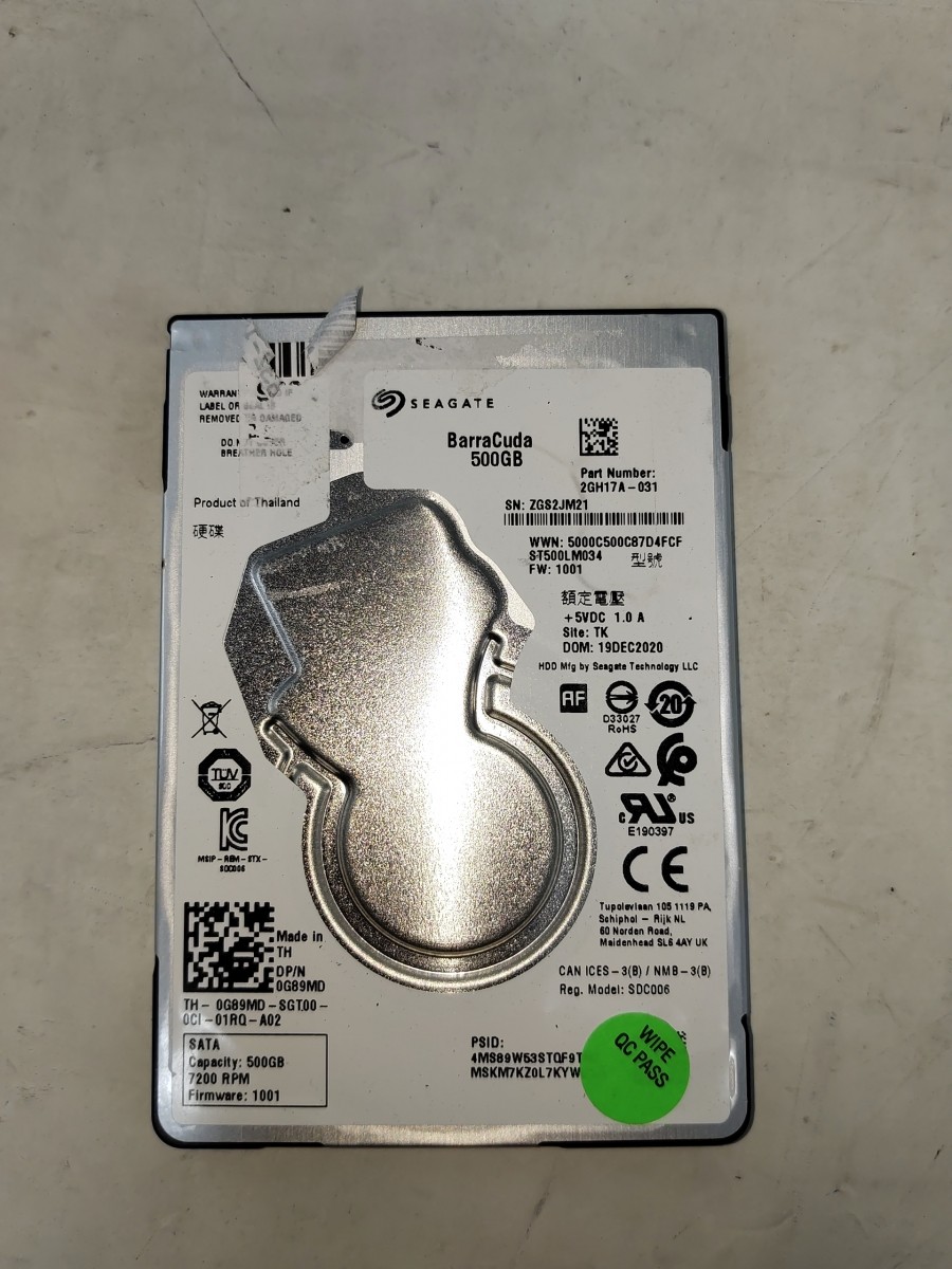 SEAGATE ST500LM034-2GH17A Hard Drive 500GB 2.5" SATA