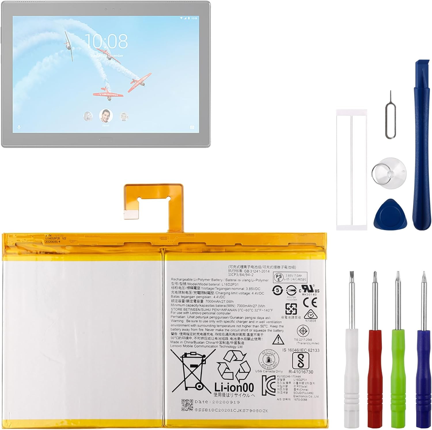 L16D2P31 3.85V 7000mAh Battery Compatible with Lenovo Tab 4 10.1 TB X304F TB