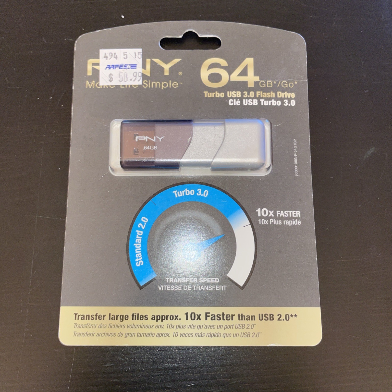 New PNY P-FD64GTBOP-GE Elite Turbo Attache 3.0 USB Flash Drive