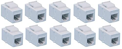 RJ11 RJ12 Phone White Keystone Jack Coupler F/F 10 Pack Fiber Optic Adapter