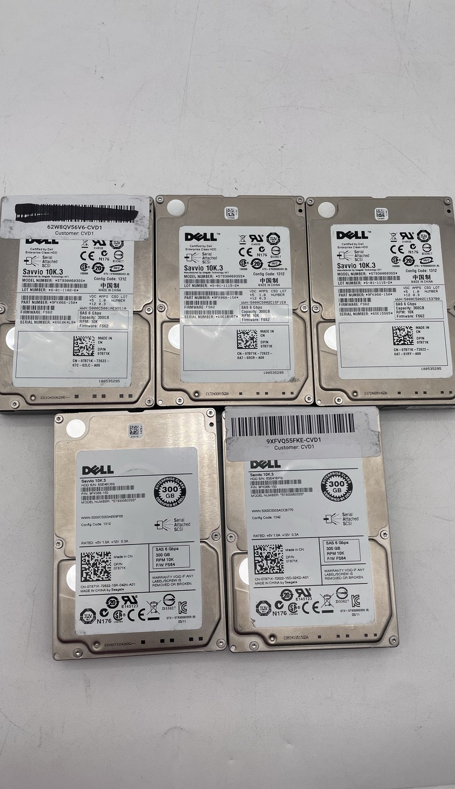 Dell ST9300603SS 300GB 2.5" Laptop Hard Drive HDD Mixed Model Lot of 5