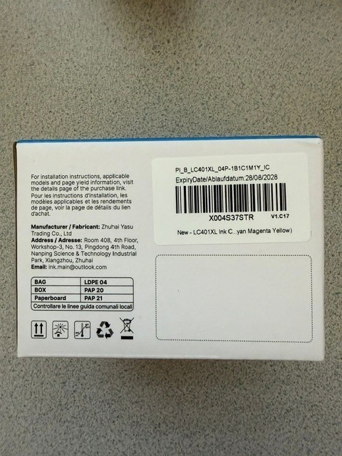LC401XL - 4 Packs Ink Cartridge for Brother Printer MFC-J1010DW