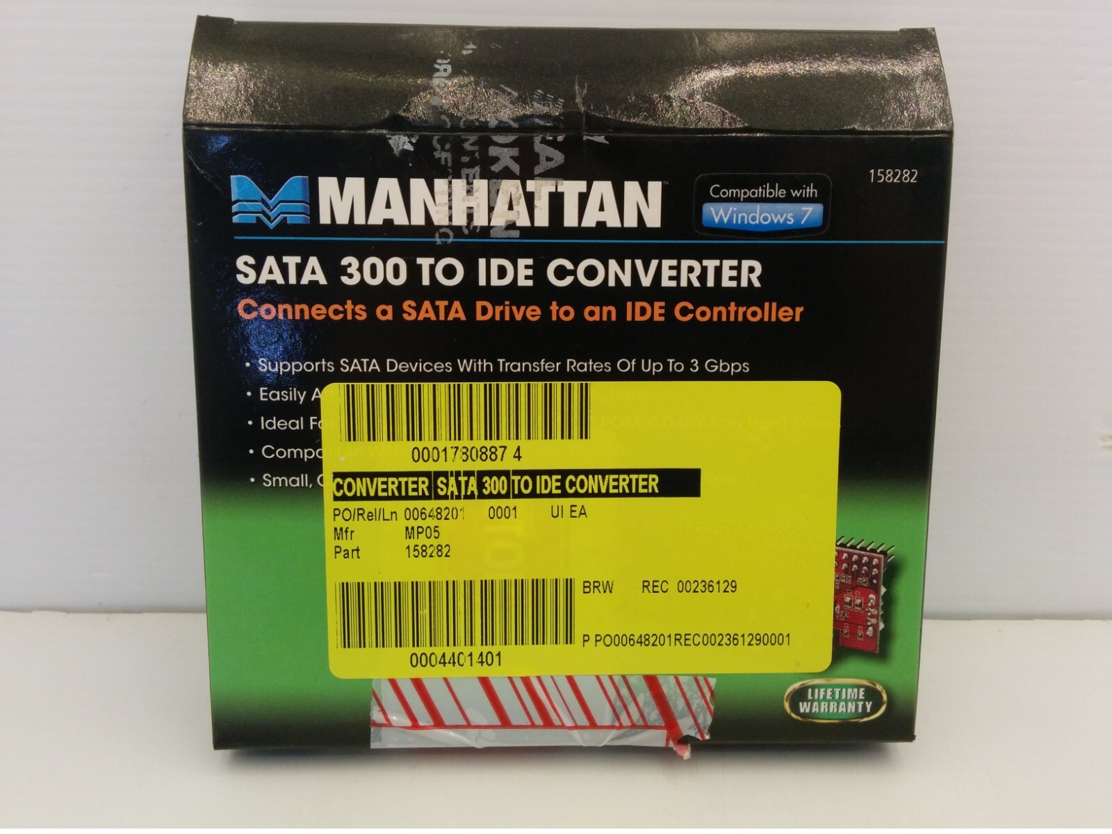 MANHATTAN 158282 SATA 300 TO IDE CONVERTER, NIB
