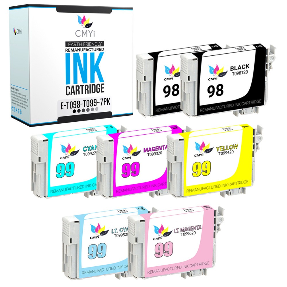 CMYi 7PK Replacement Epson 98 & 99 Combo Pack Ink for Artisan 725 730 800 810