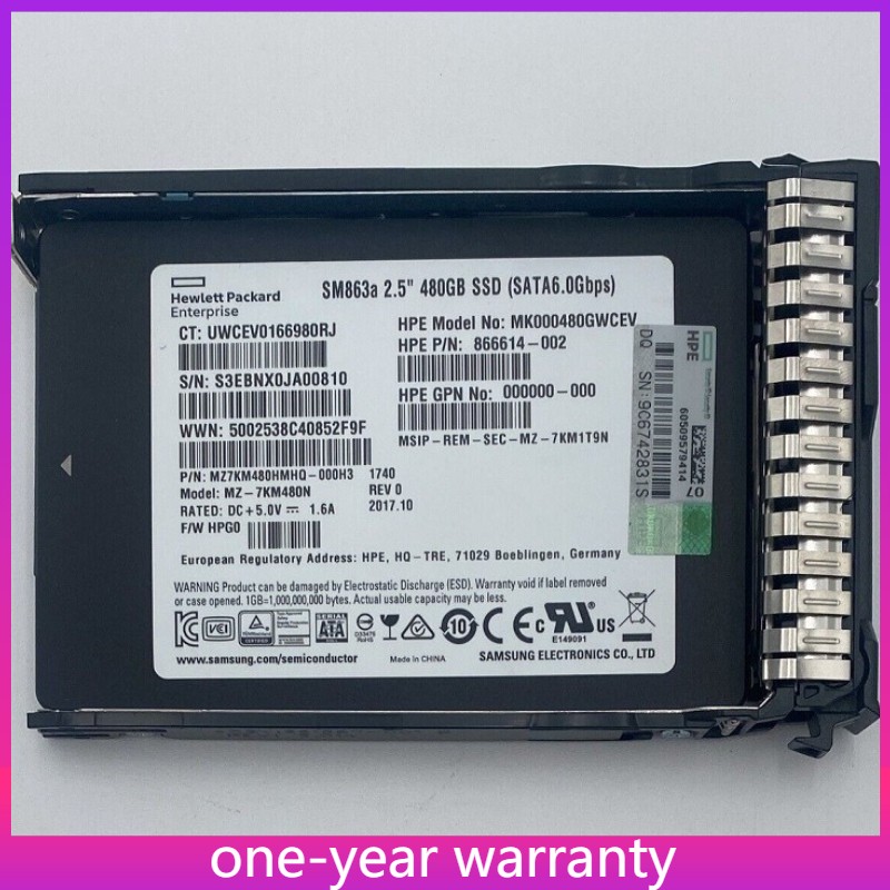 NEW HPE 2.5" 480GB SATA 6G GEN9 G10 Server SSD Replace 878544-B21 87868-001