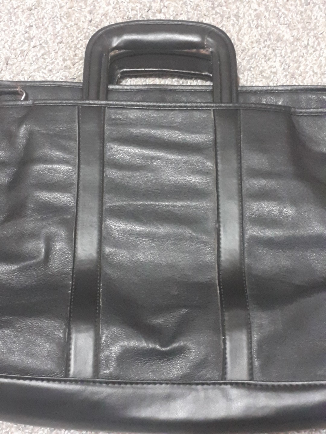 Vintage Pre Owned Soft Black Thai Leather Organizer Briefcase Bag 