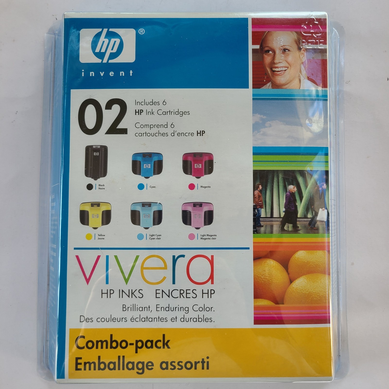 HP invent 02 Vivera 6 Ink Cartridges Combo-Pack , Photosmart New Sealed Package