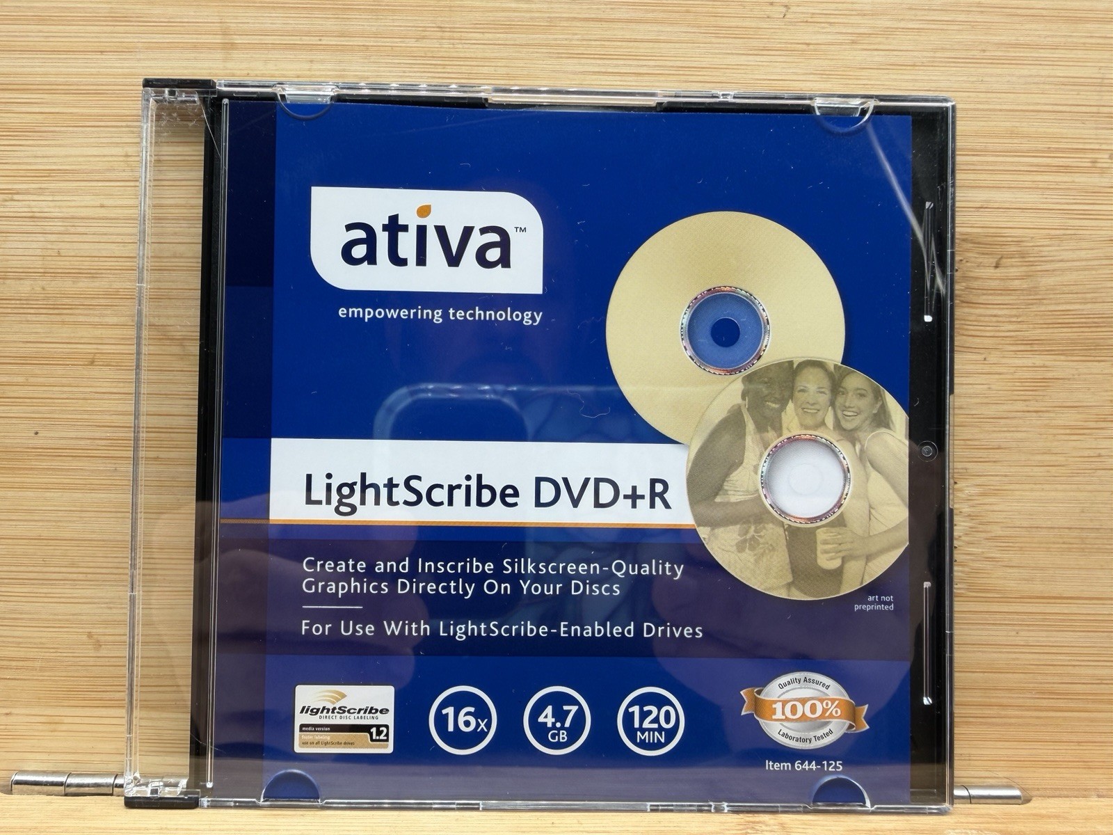 Ativa LightScribe DVD+R 10 Pack 16X 4.7GB 120 Min Blank Discs Jewel Cases Open