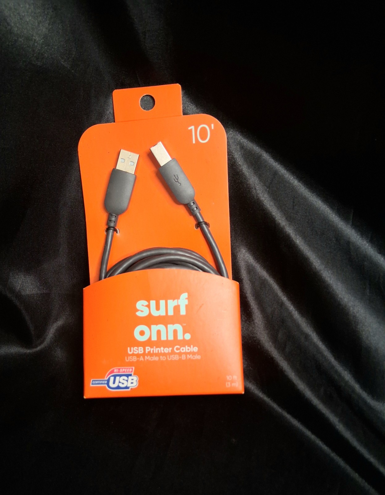 surf onn. USB-A Male to USB-B Male Printer Cable, 10 ft Black Round USB