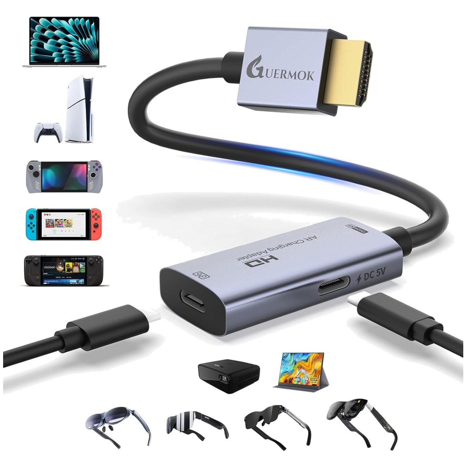 AR Glasses HDMI to USB-C Adapter 4K@60Hz XR Converter
