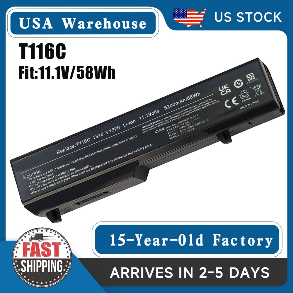 Battery for Dell Vostro 1310 1320 1510 1511 1520 2510 T116C T114C T112C K738H