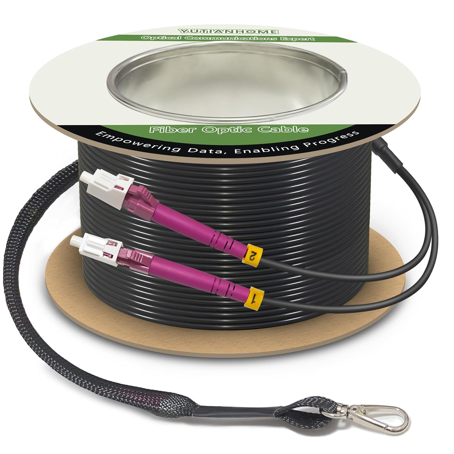 656 Feet (200 Meters) Armored OM4 LC to LC Fiber Patch Cables, 10Gb Multimode LC