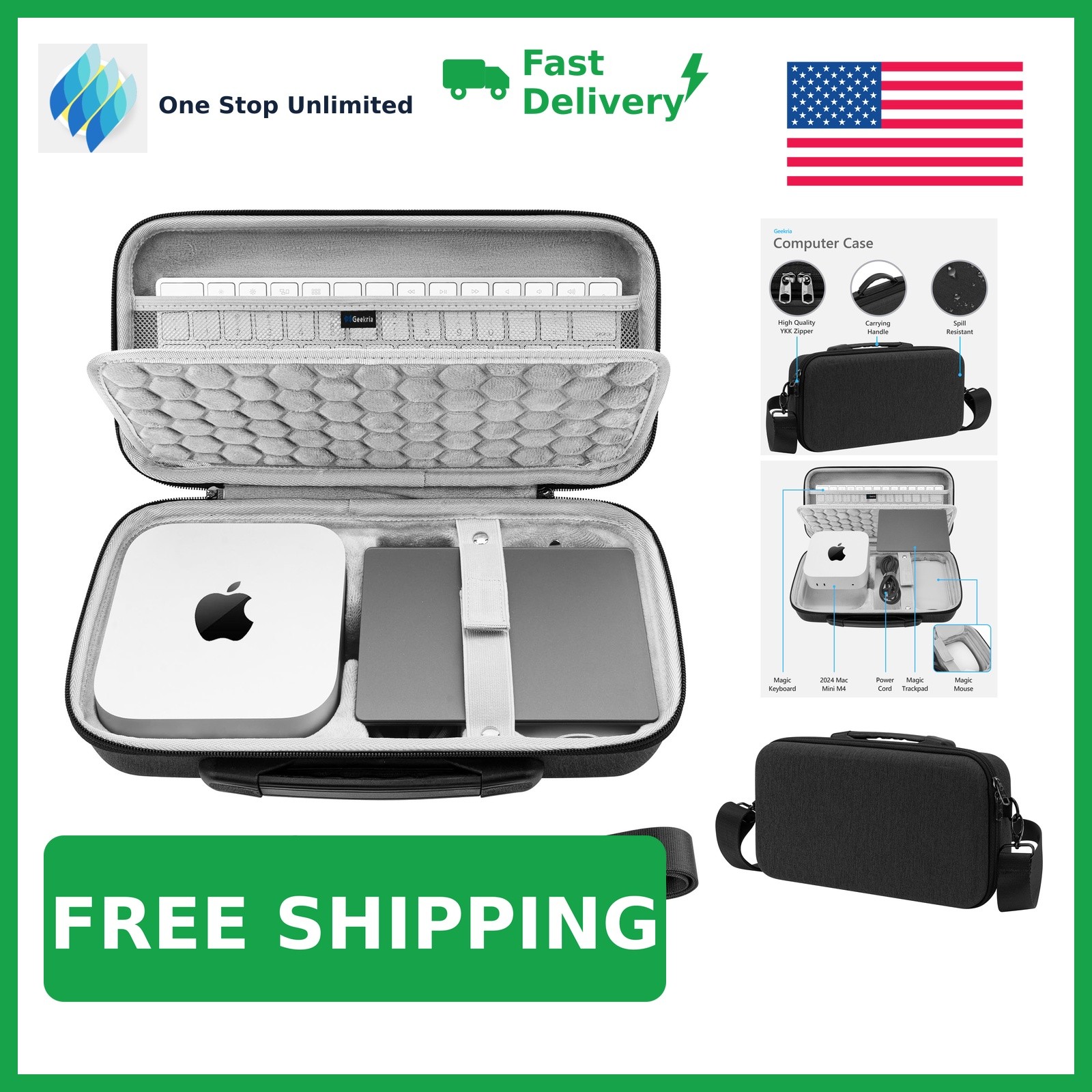 Geekria Mac Mini Hard Travel Case Dark Gray