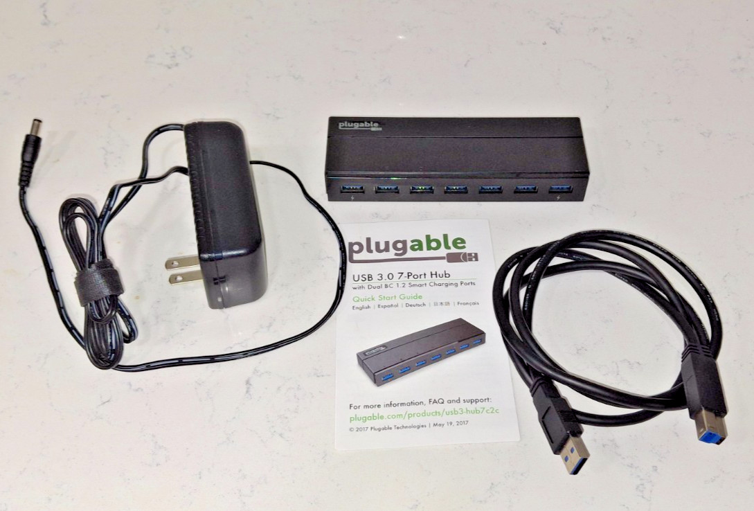 Plugable 7 Port USB 3.0 Hub W/ Dual Charging Ports SUPER SPEED 5 Gbps-PARTS ONLY
