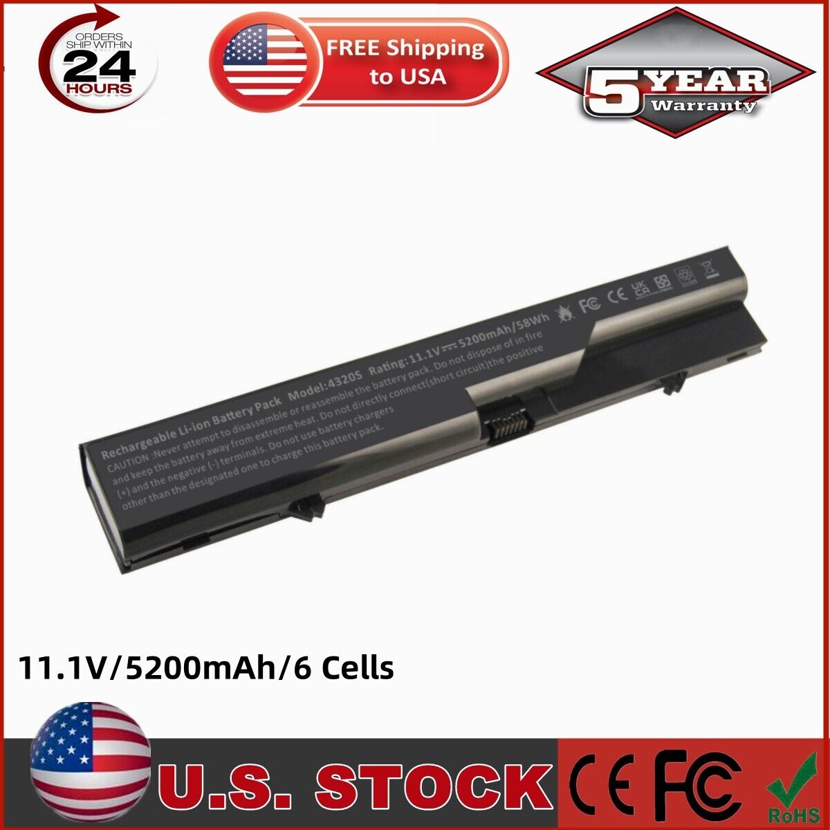 Battery for HP ProBook 4320s 4321 4321s 4325s 4326s 4420s 4421s 4425s 4520s 