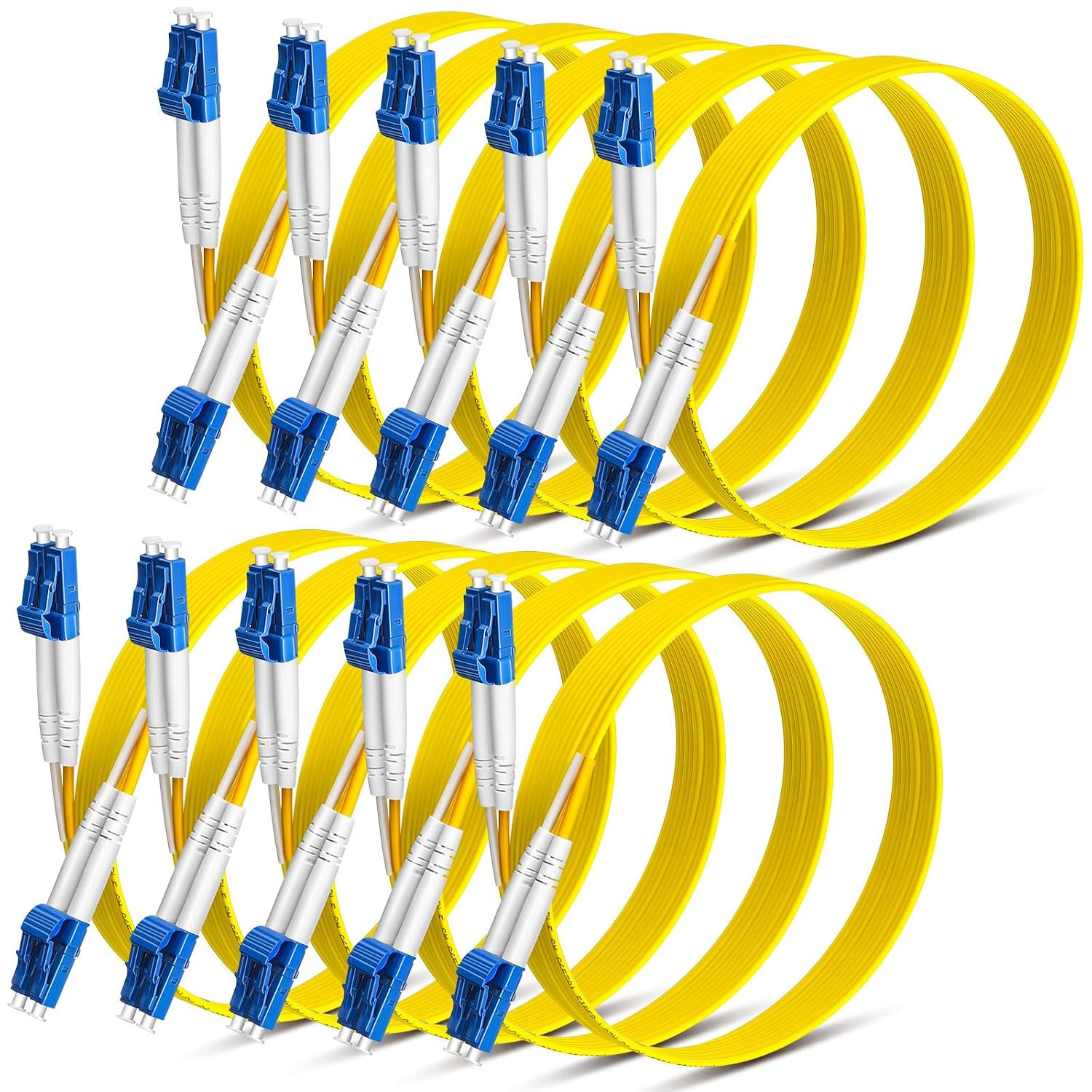 Threlaco 10 Pcs 2 M/ 6.56 Ft Lc to Lc Single Mode Fiber Patch Cable OS2