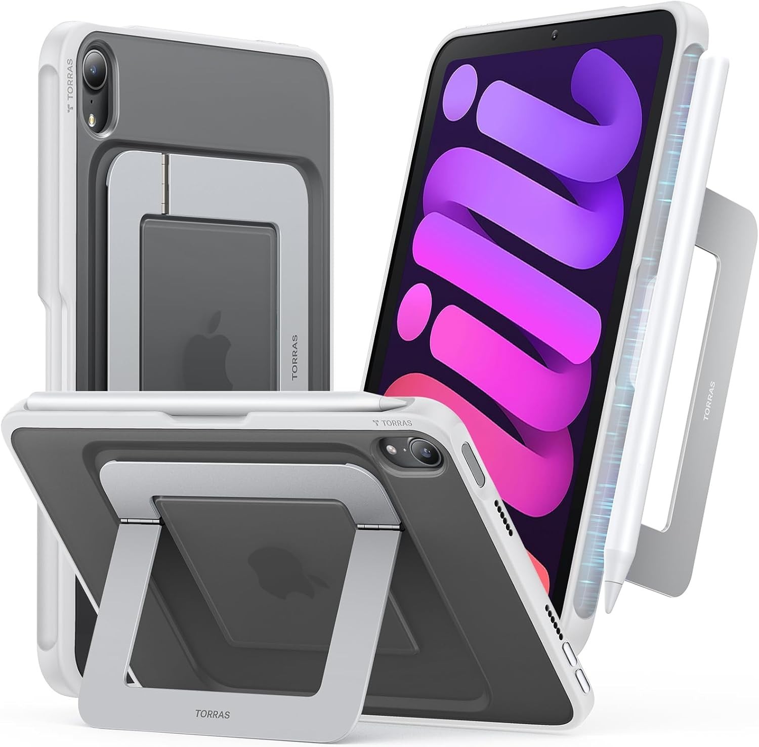 TORRAS Ostand K1 Guardian Case for iPad Mini 7 (A17 Pro) / Mini 6 Pencil Holder