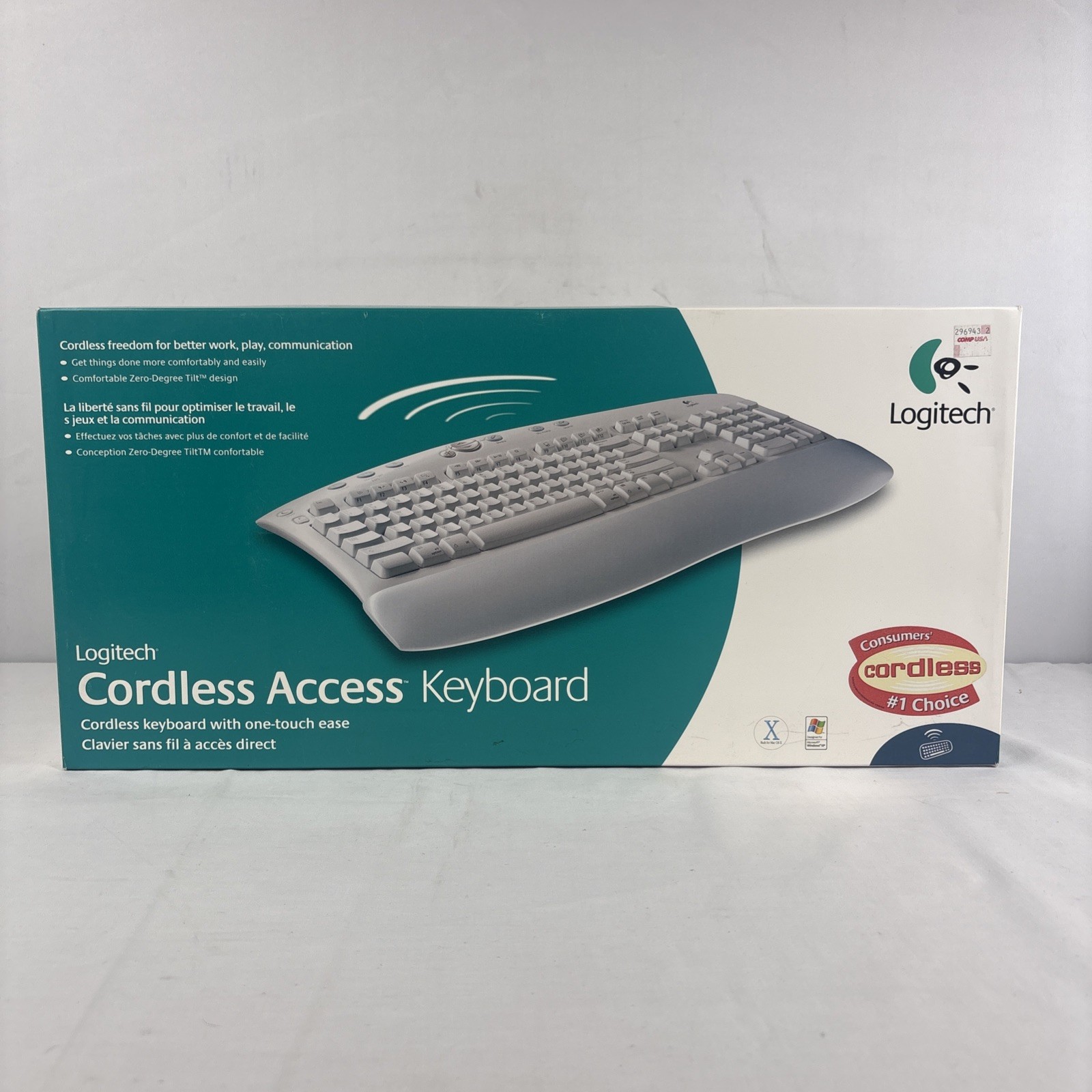 Logitech Cordless Access Keyboard White Palm Rest Zero-DegreeTilt New In Box 