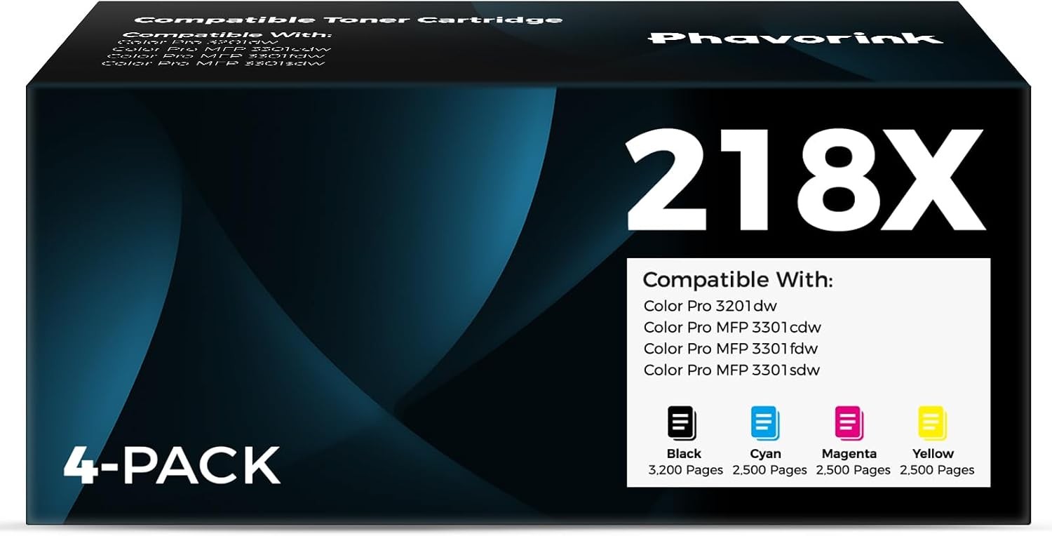 4-Pack 218X Toner Cartridges for HP Color Pro MFP 3201 3301 Series 218A W2180X