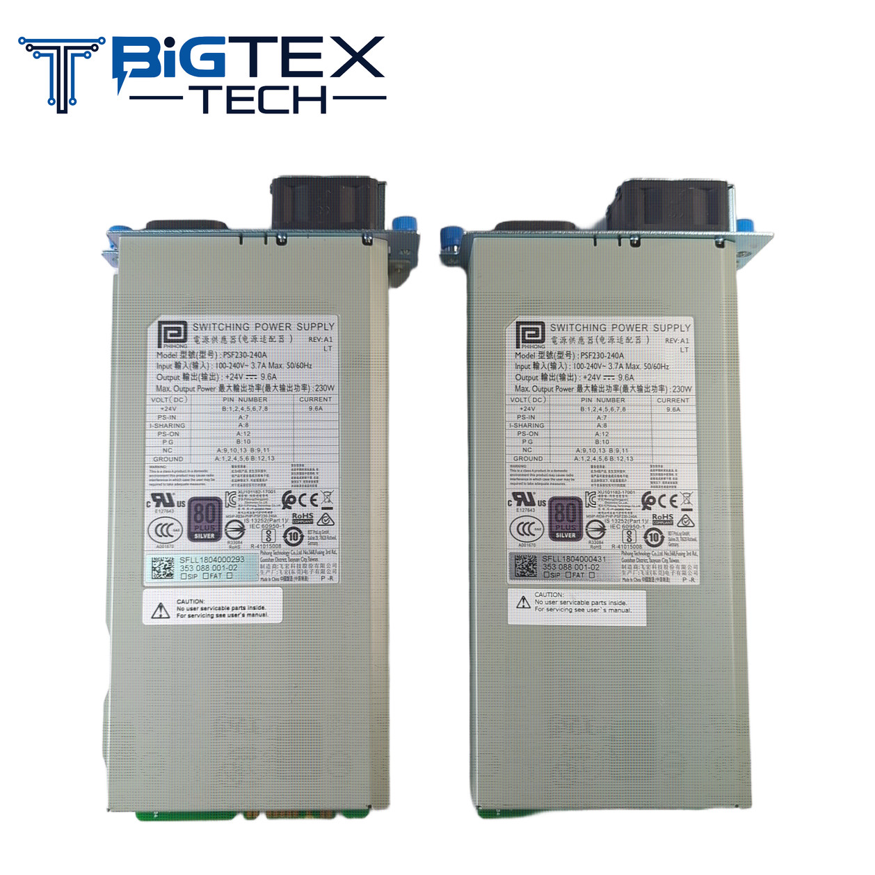 LOT OF 2 Phihong PSF230-240A 03KW3M 300W Server Power Supply Unit PSU