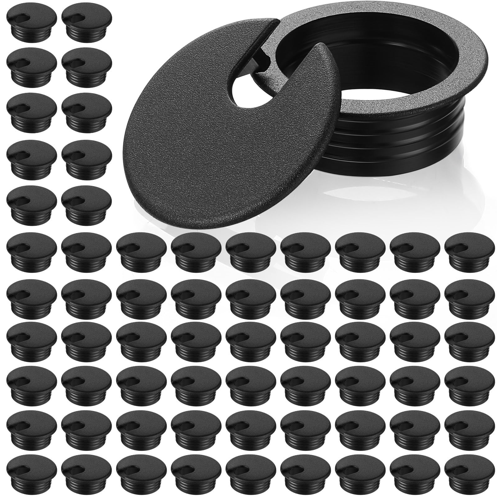 Lanties 100 Pack 2 Inch Desk Grommet Cable Wire 2 Inch, Black