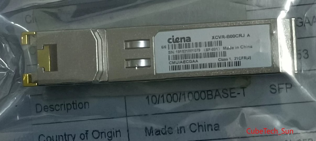 1PC Ciena XCVR-B00CRJ A SFP-1G-TX 10/100/1000M RJ45 CONNECTOR SGMII 100m Length