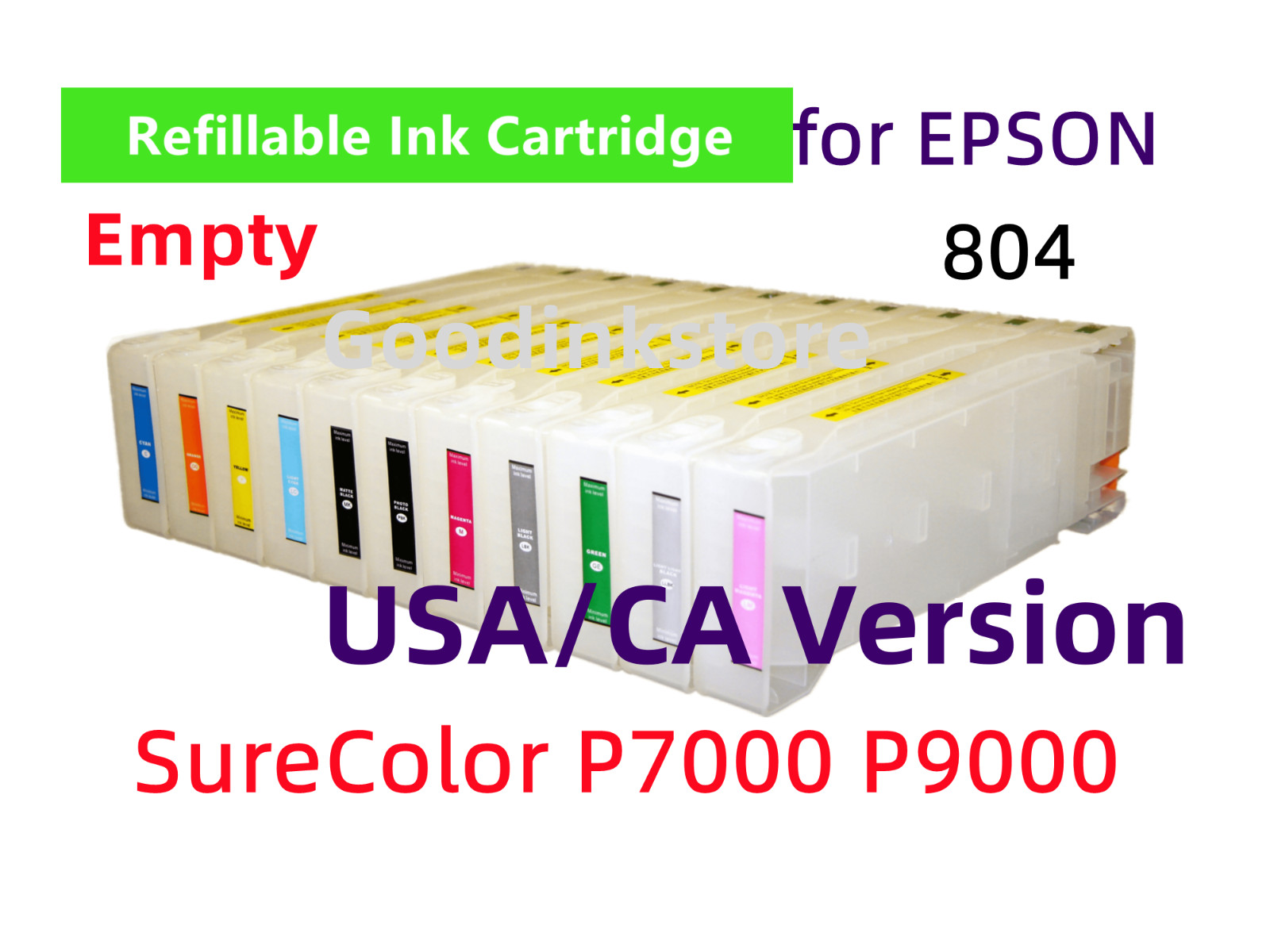 11 Empty Refillable Ink Cartridge for Sure Color P7000 P9000 Printer 804 chip