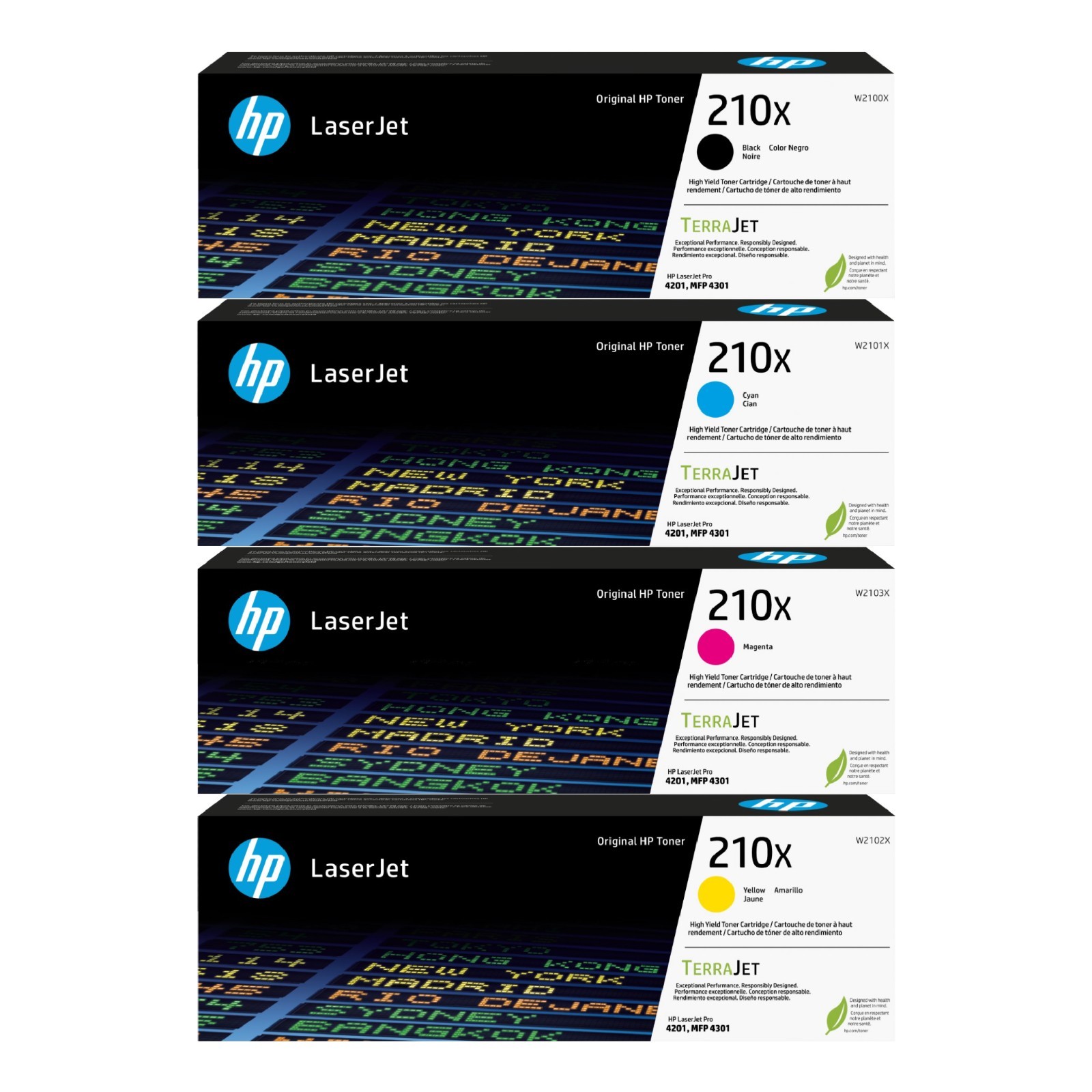 HP 210X High Yield Toner Cartridge Set ( W2100X, W2101X, W2102X, W2103X )