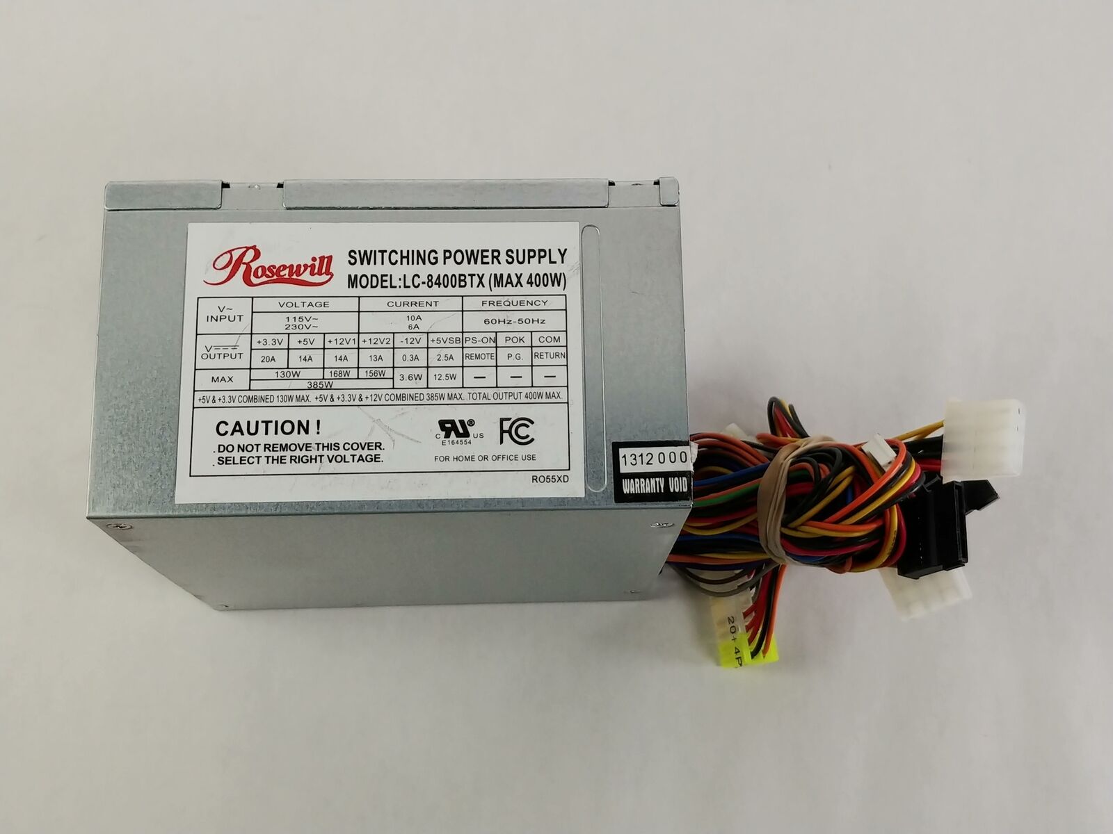 Rosewill LC-8400BTX 20+4 Pin 385W ATX Desktop Power Supply For