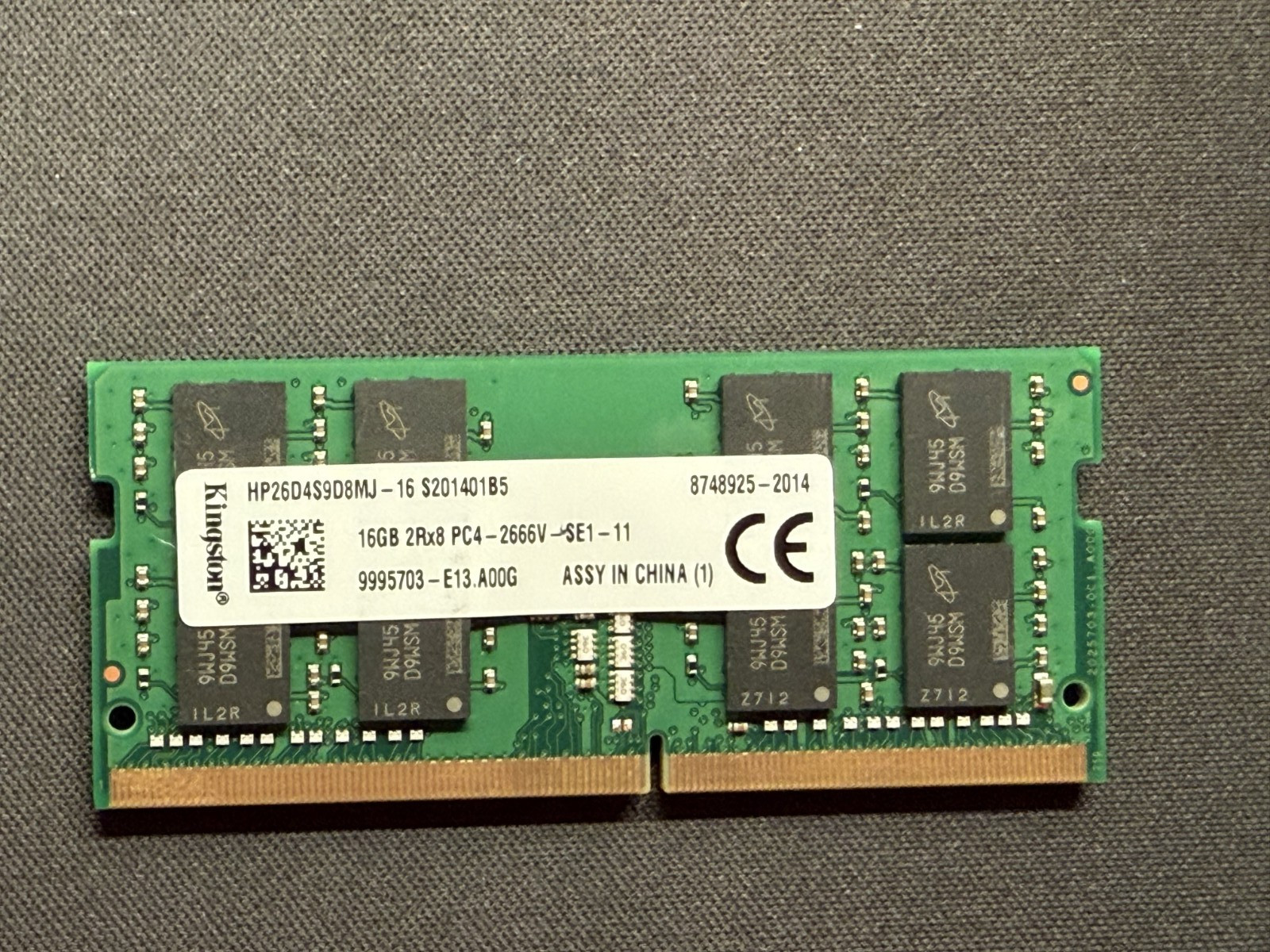Kingston 16GB 2Rx8 PC4-2666V-SE1-11 DDR4 Laptop Memory SODIMM