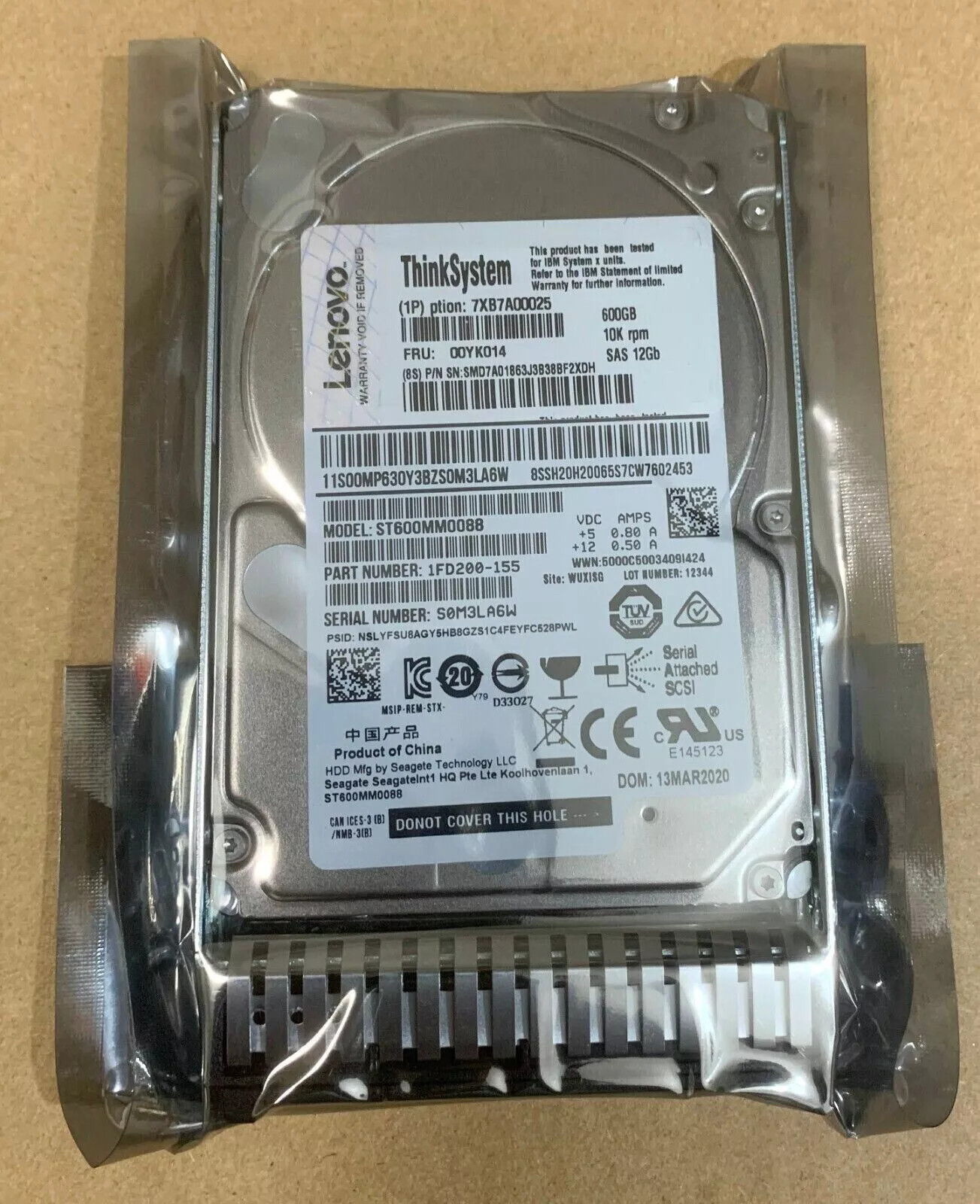New IBM/ Lenovo ThinkSystem 00YK014 7XB7A00025 2.5" 600GB 10K SAS 12G HARD DRIVE