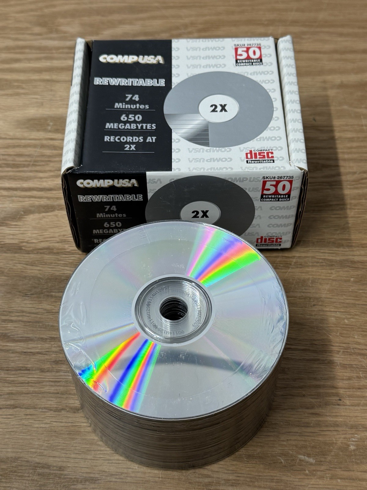 COMP USA 2X Rewritable 50 CDs 74 Minutes 650 Megabytes SKU# 267735