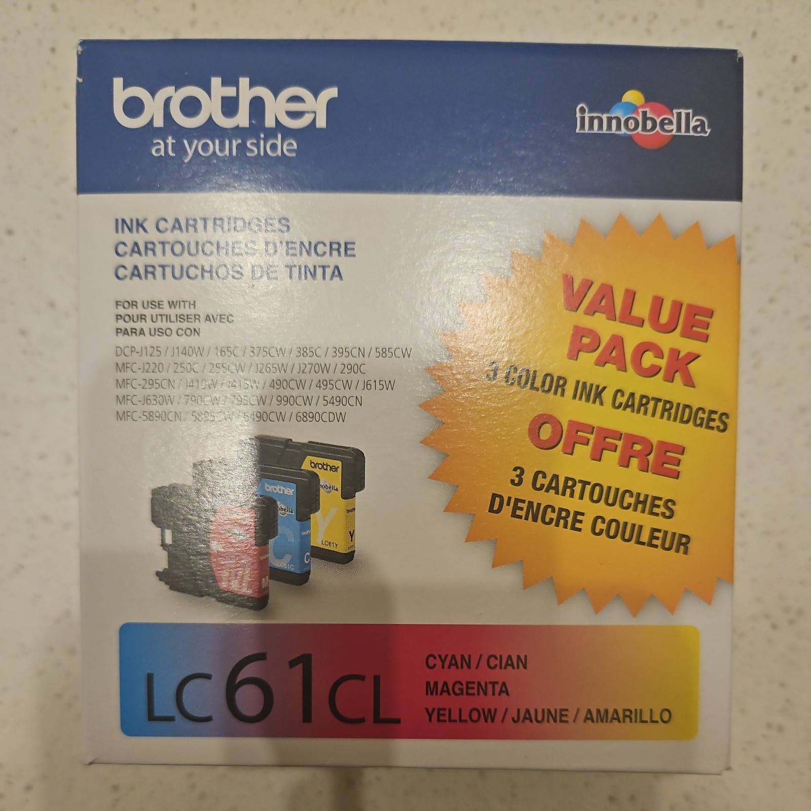 Brother LC61CL Ink Cartridges CYAN MAGENTA YELLOW NEW