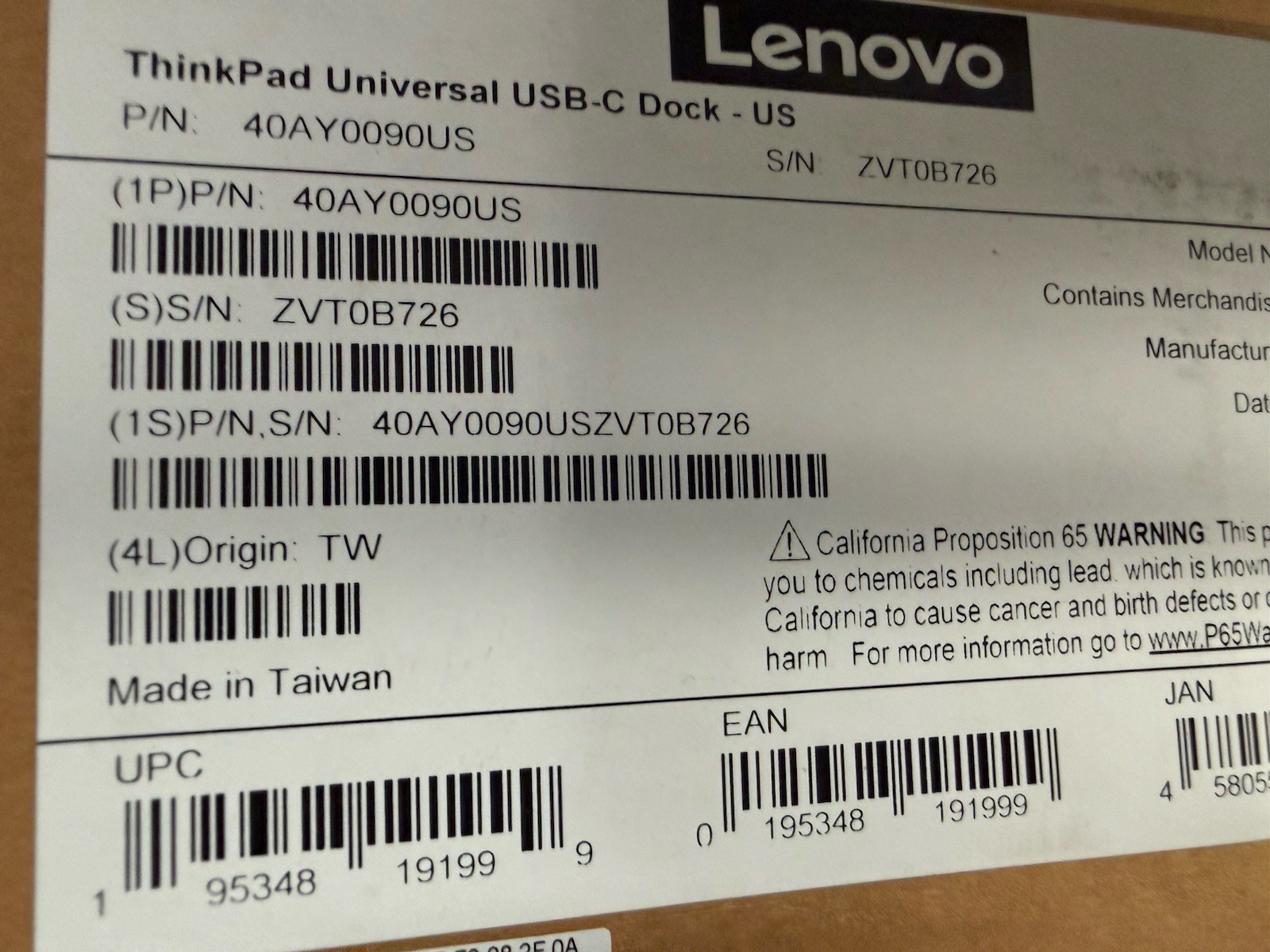 Lenovo 40AY0090US ThinkPad Universal USB-C Docking Station - NEW