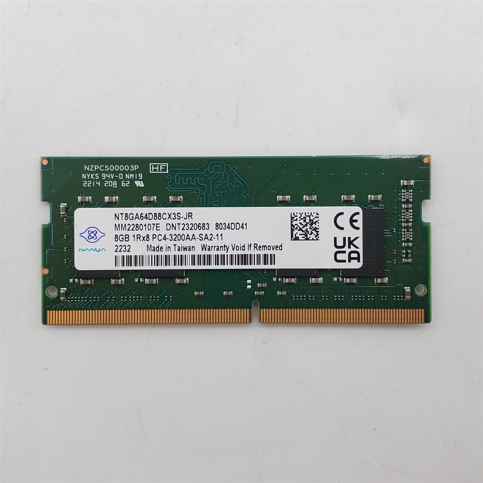 Nanya 8GB DDR4 3200MHz Laptop RAM PC4-3200AA NT8GA64D88CX3S-JR