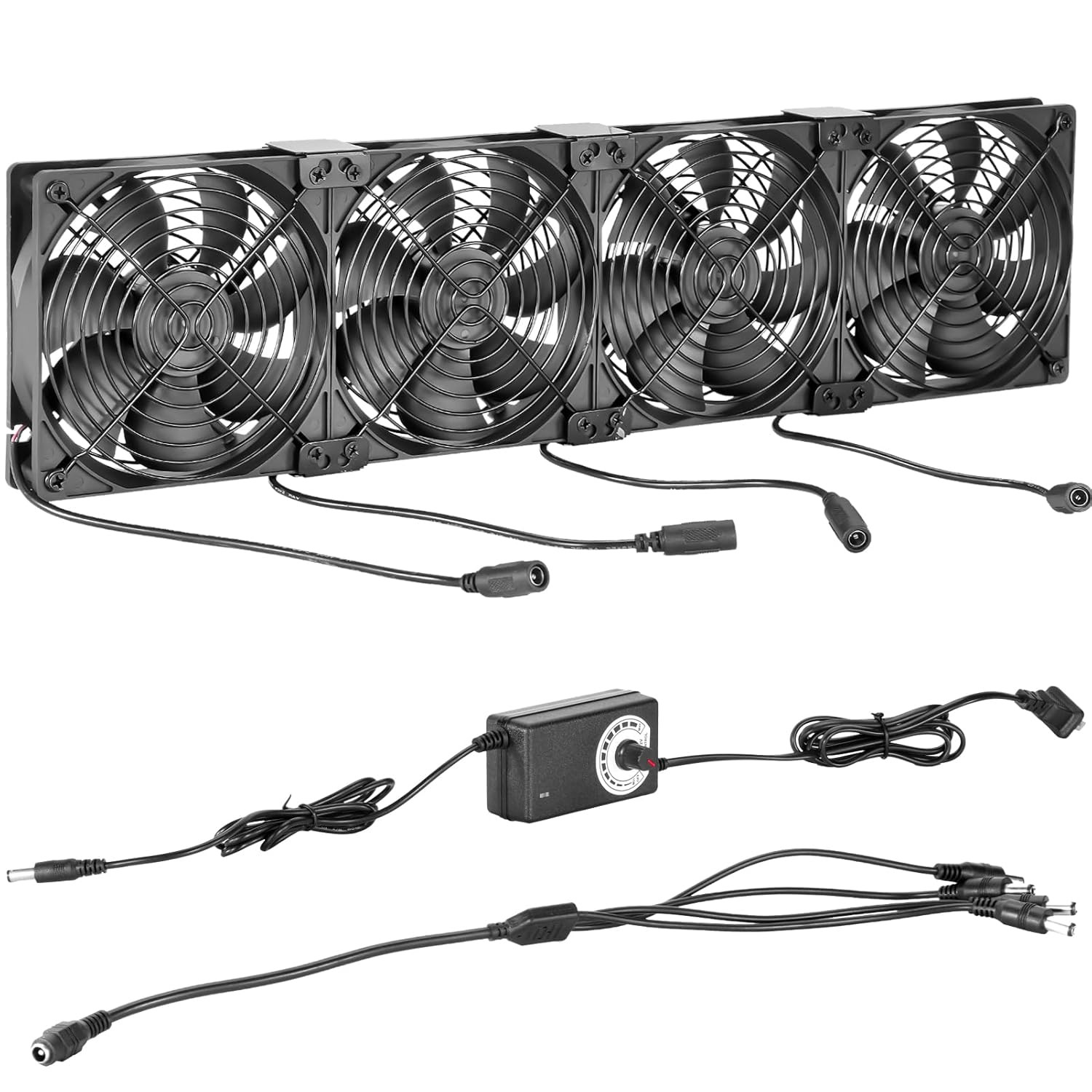 4-Pack 120Mm High Airflow PC Cooling Fans (120X120X25Mm) with Universal AC Speed