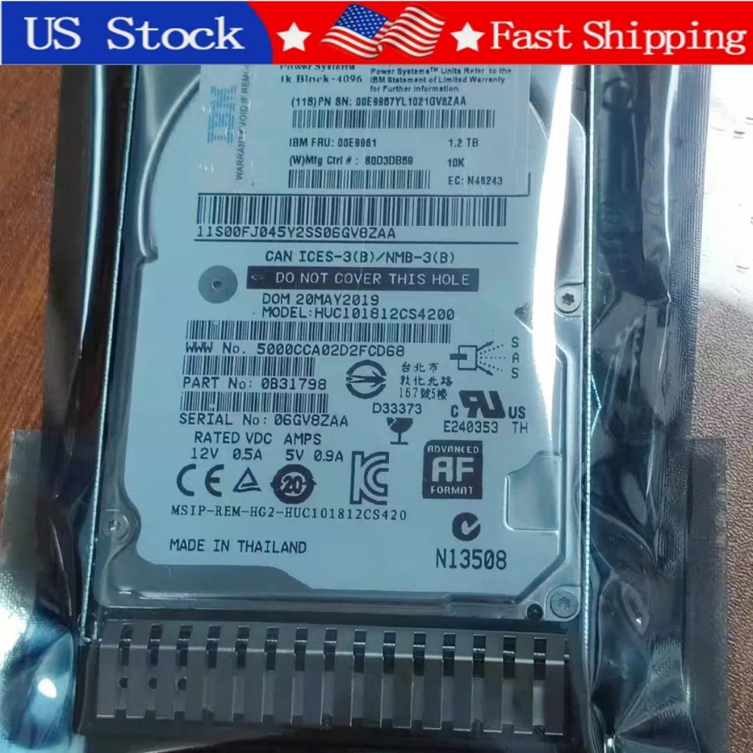 1PCS New IBM 00E9961 00E9957 1.2TB 10K 12G SAS 2.5" Power8 P8 Hard Drive HDD
