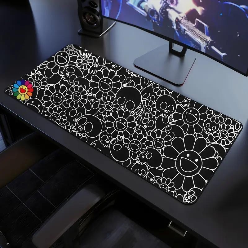 Takashi Murakami Sunflower Black 6666 Gaming Mouse Pad Desk Mat Accessories