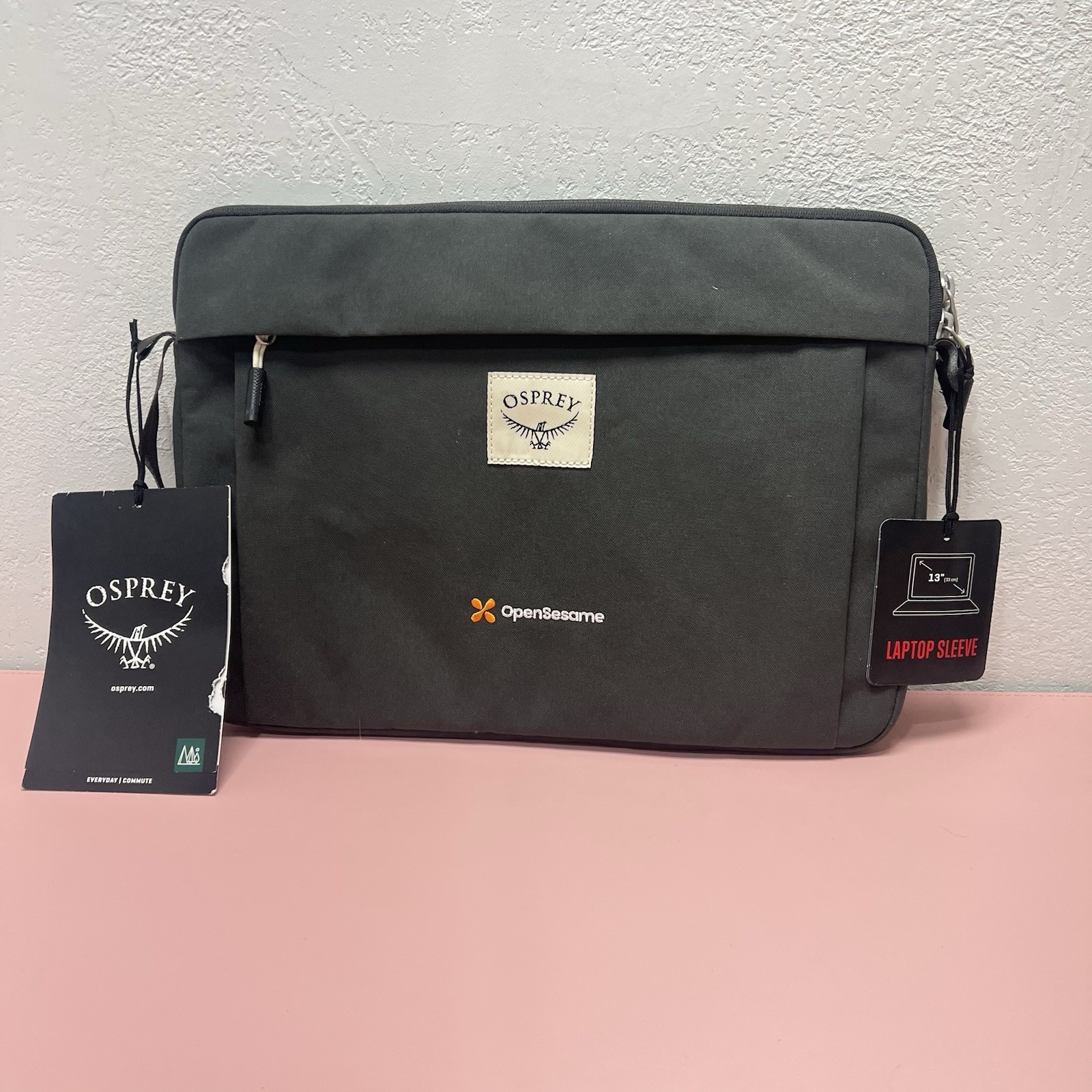 Osprey Arcane 13” Laptop Sleeve NWT Gray  Embroidered Travel Work Business