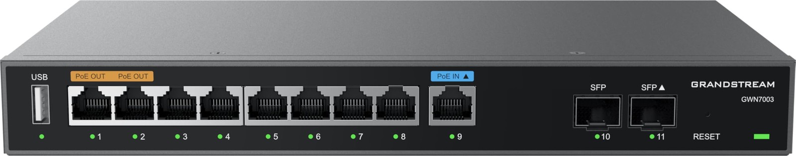 GWN7003 | 11-Port Wired Gigabit VPN Router | Dual PoE Output Ports