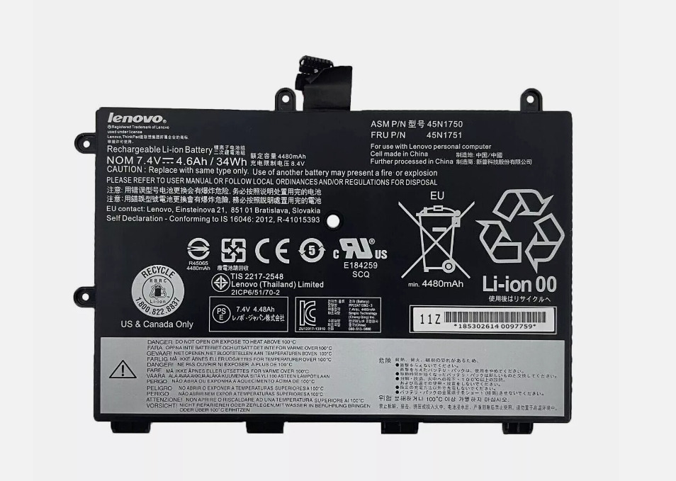 34WH Genuine45N1751 Battery For Lenovo ThinkPad Yoga 11e 45N1750 45N1749 45N1748